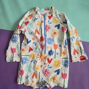 Primary Multicolor Floral Kids Swim Rashguard